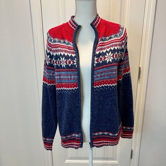 Tiara International Sweater Size Small Full Zip Y2K Vintage Americana Christmas - Picture 3 of 12